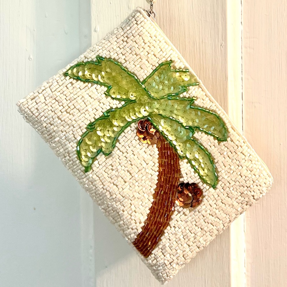 Beaded Palm Tree Wristlet